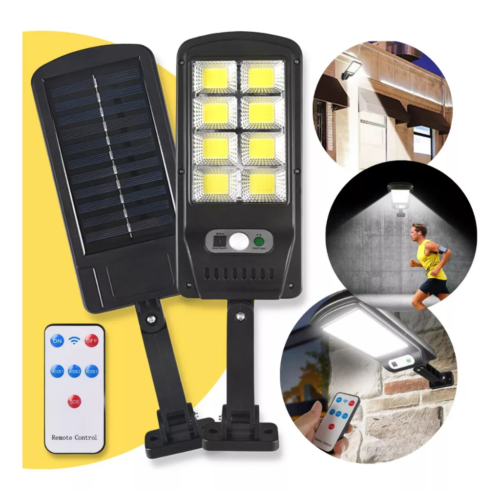 Kit 2 Refletores SOLAR Com Controle Remoto Para Poste Parede Poste ...