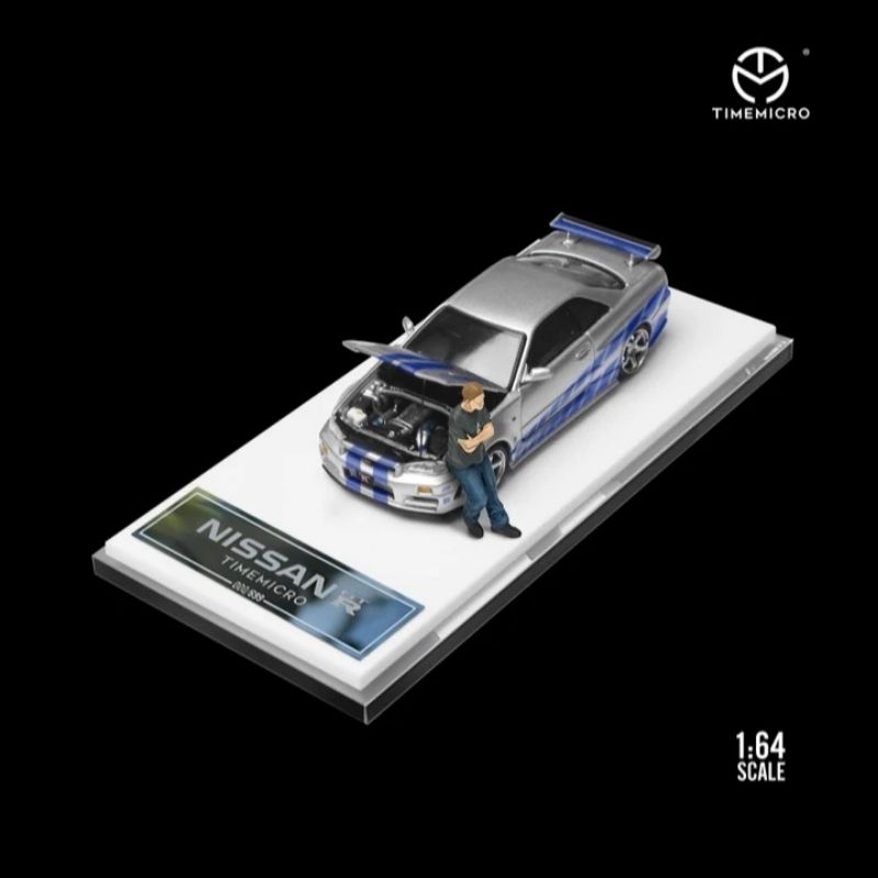 Timemicro - Nissan Skyline GT-R R34 com Brian Velozes e Furiosos 1/64