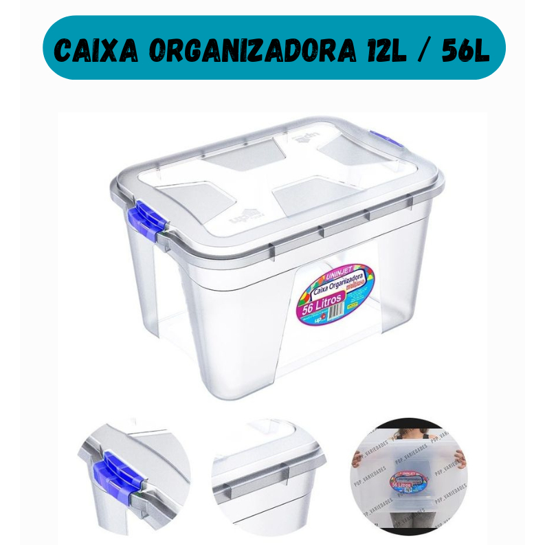 Caixa Organizadora Transparente Plastico Brinquedos Roupas Livros
