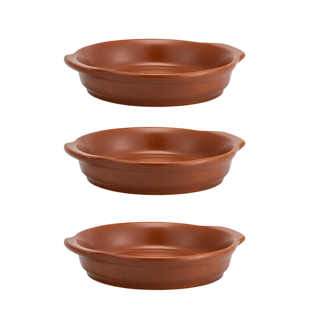 Kit 3 Travessas Redondas Prato Fundo Cerâmica Refrataria Forno Parmegiana