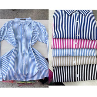 camisa manga longa listrada risca de giz moda feminina
