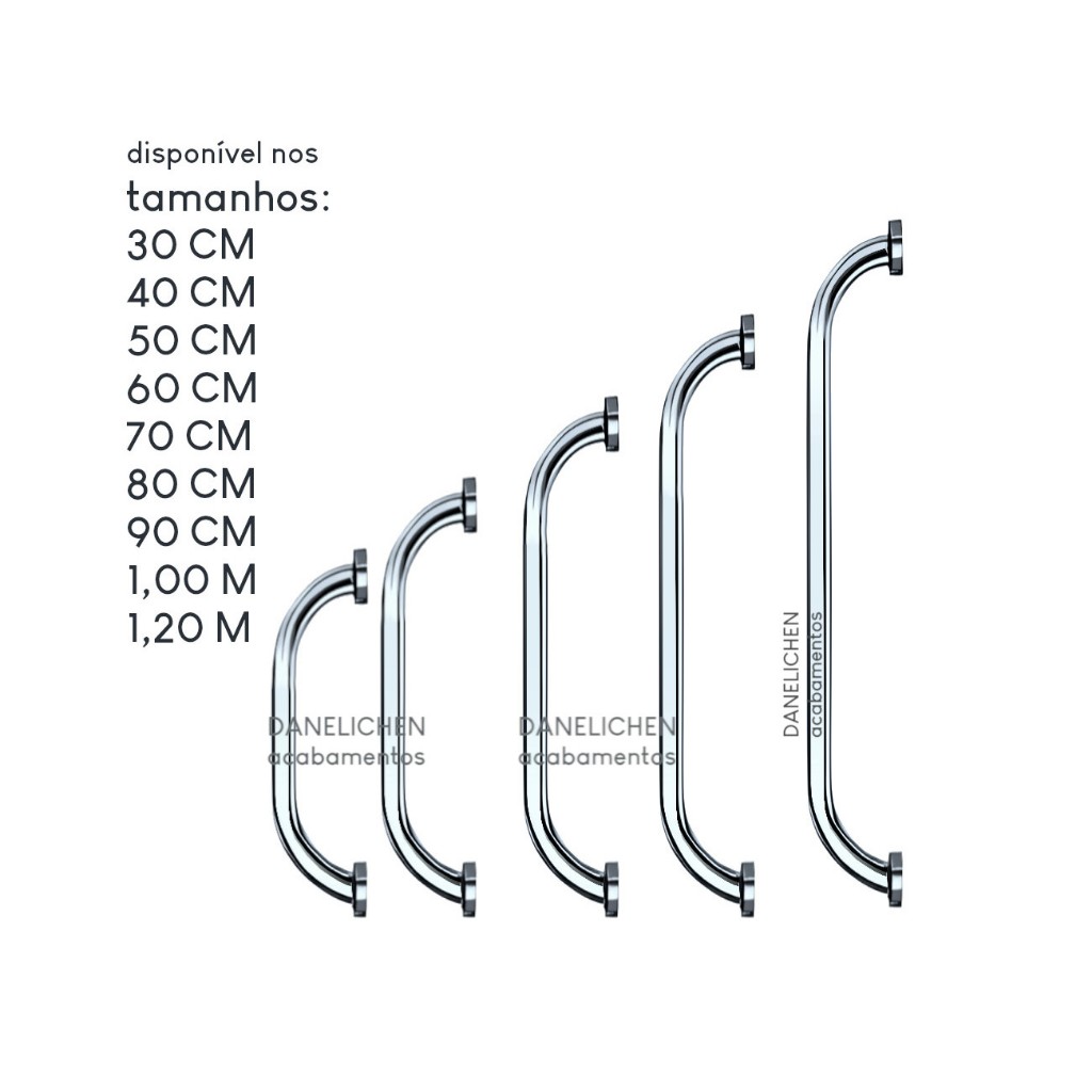 Barra de Apoio Banheiro Cromada Alumínio Idosos Deficientes Banheiros