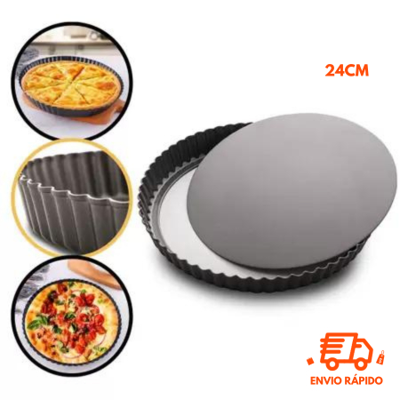 Forma De Torta Com Fundo Removível 24 x 3,5 Revestimento Antiaderente Aço Carbono