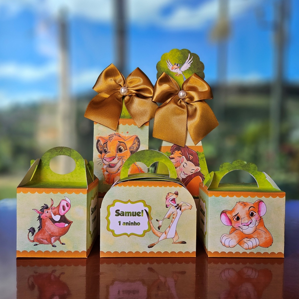 Kit Festa Personalizados Rei Leão Aquarela Lembrancinhas Caixinhas para ...