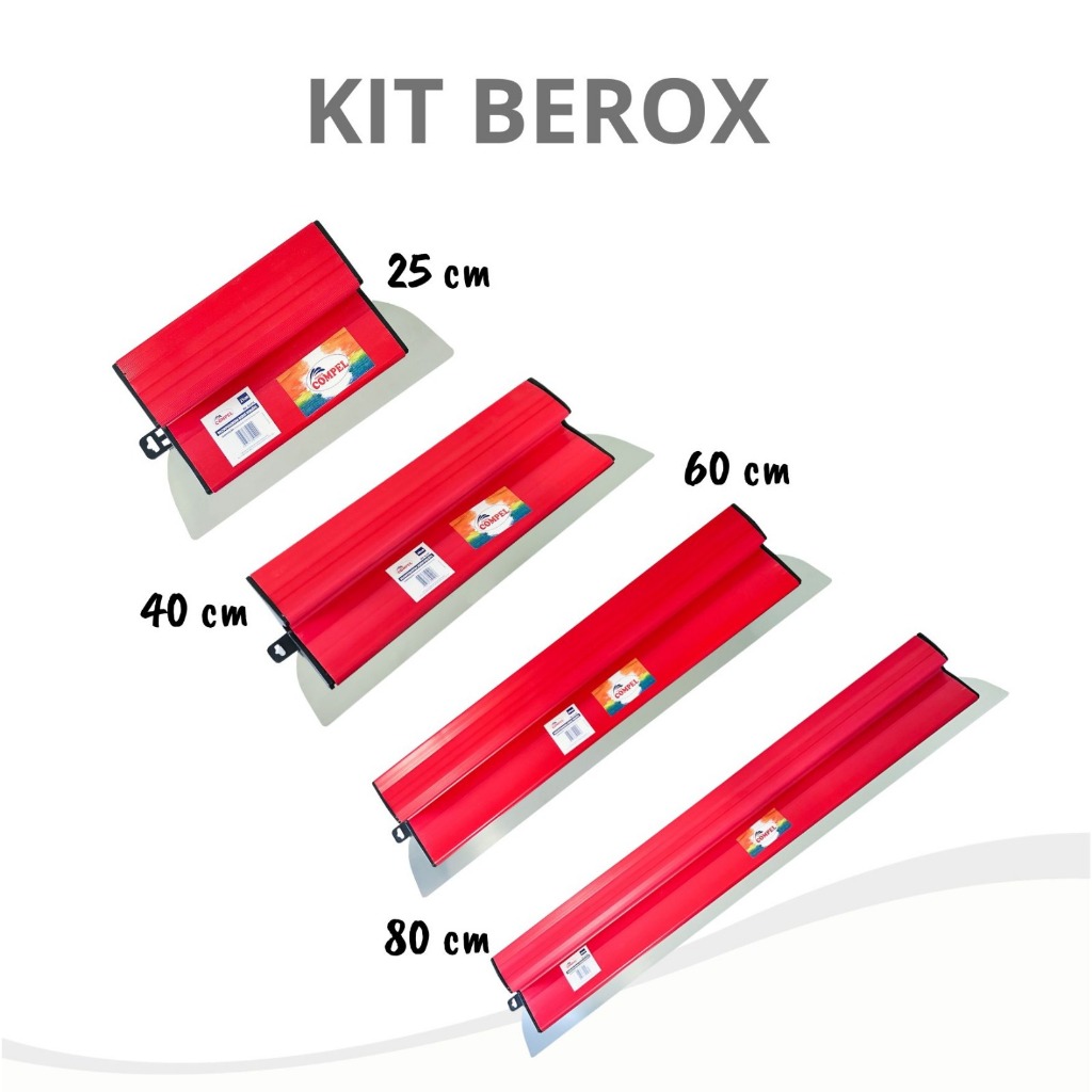 Kit Desempenadeira Espátula Berox 25/40/60/80cm Aço Inox Inoxidável ...