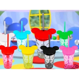 Kit 25 Copo Mickey 500ml com tampa e canudo