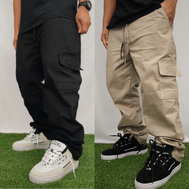 Kit 2 Calça Cargo Unissex - Masculino / Feminino 5 Bolsos Moda Skate Larga - ENVIO IMEDIATO