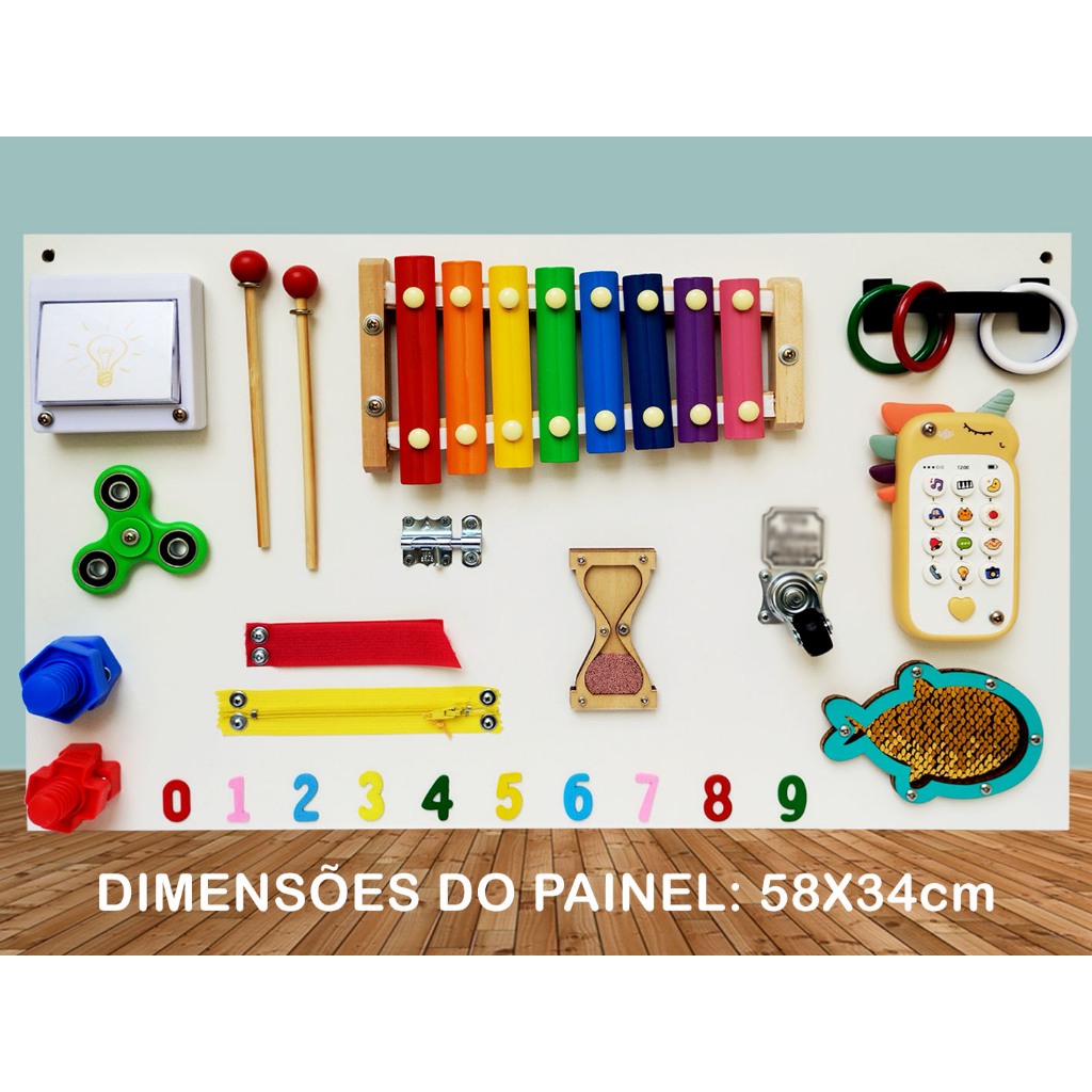 Brinquedo Para Bebê 3 Meses Madeira Montessori Sensorial Kit 5 Peças