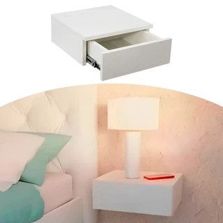 Mesa de Cabeceira Suspenso Aéreo 1 Gaveta Branco Decorativo