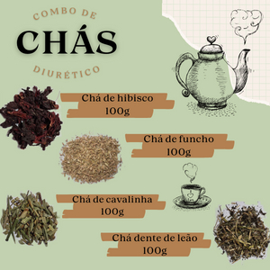 COMBO CHÁ DIURÉTICO - Chá de hibisco 100g, chá de funcho 100g, chá de ...
