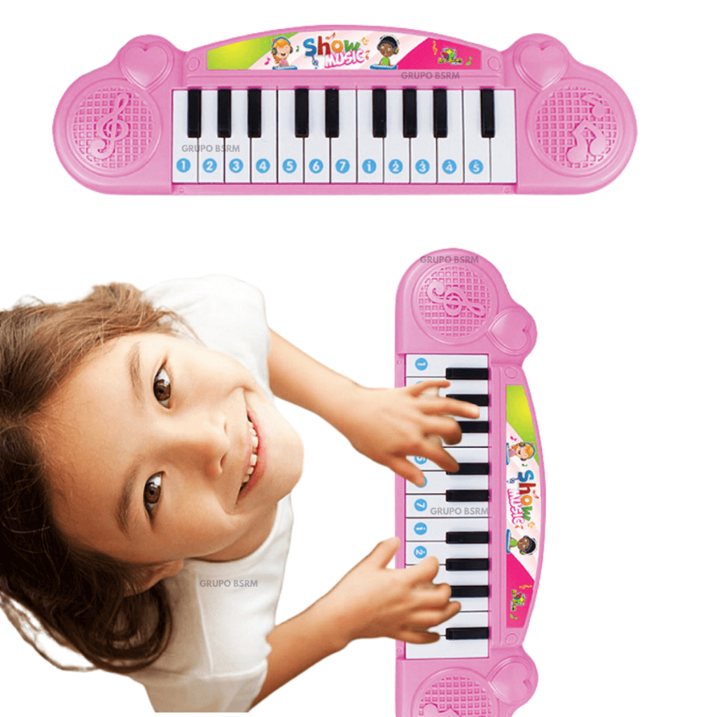 Teclado Rosa Piano Musical Infantil Brinquedo Educativo criança 3 anos ...