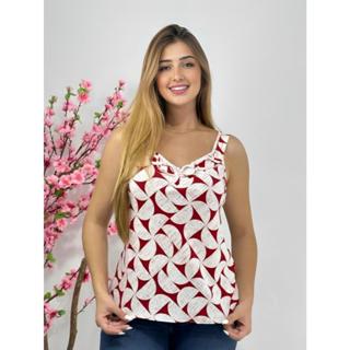 Blusa Feminina SOCIAL ESTAMPADA 2112 Regata com Alça Larga