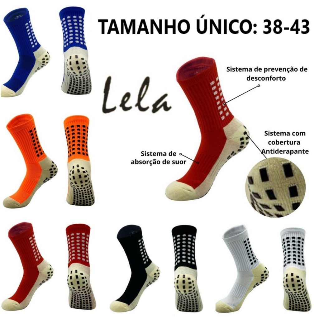 Imagem do produto Kit 1 até 4 pares Meias Esportivas Futebol Antiderrapantes De Alta Qualidade na loja Shopee