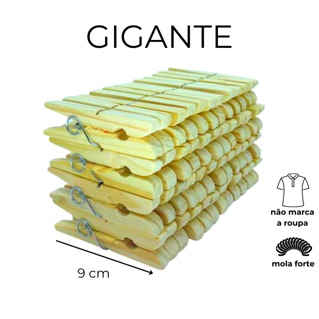 Prendedor de Roupas Gigante 120 Un Madeira Pregador