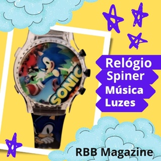 Relógio Infantil Sonic com Música e Cores Vibrantes