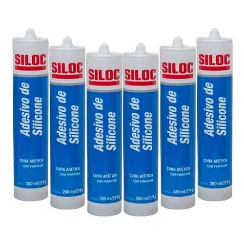6 Unidades Selante Silicone Acético Transparente/Incolor 280mL SILOC ...
