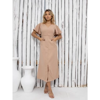 Vestido Social alfaiataria moda evangelica com fenda frontal. VES-016