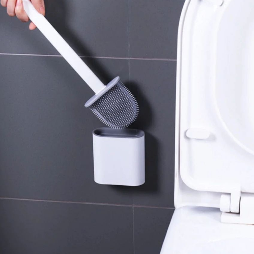 Escova De Silicone Vaso Sanitário Base Para Banheiro Privada Com Suporte pra parede