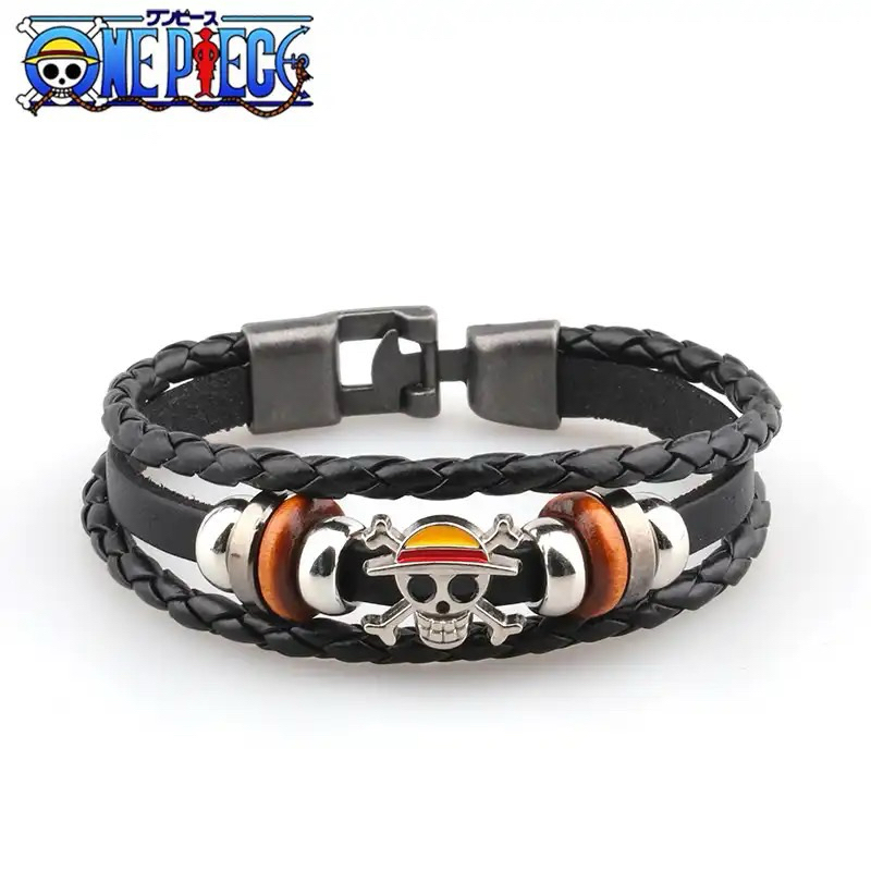 Pulseira Bracelete One Piece Luffy Couro Cosplay Anime Mangá | Shopee ...
