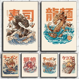 Quadro Japonês Retro Anime Churrasco Cartaz, Sushi Ramen, Cozinha, Restaurante, Wall Art, Home Decor Picture