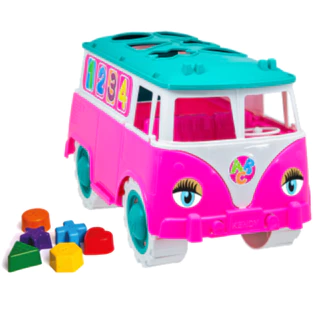 Kombi Brinquedo Educativo De Menina - Para o Desenvolvimento Pedagógico Infantil - Com 6 peças de Encaixar - Certificado Inmetro - Fabricante Kendy Brinquedos - Modelo Kombica Dora