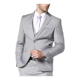 Terno Slim Masculino Cinza Claro Microfibra Paleto + Calça ** Oferta Imperdivel **