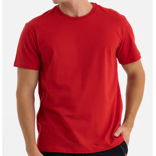 Camiseta Masculina Vermelha Lisa Básica 100% Algodão Premium Natal