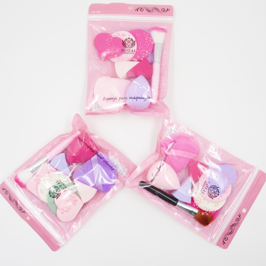 Kit de 7 esponjas, pincel de maquiagem e esponja de maquiagem T-301-15