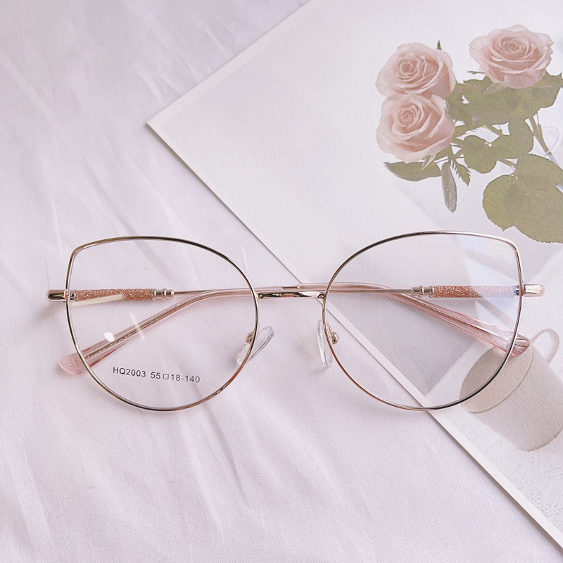 Armação de óculos Para Grau Feminino pernas com brilho / Gatinho / Tamanho médio / lançamento 2003