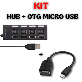 Hub 4 Portas Usb Indicador On Off + Adaptador Otg Micro Usb V8 Mobilador Celular em Oferta na Shopee
