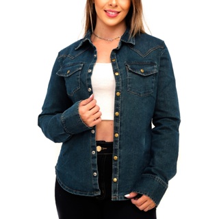 Camisa jeans feminina store promoção