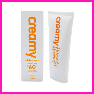 Creamy Protetor Solar FPS 60 UVA + UVB 50ml (Fórmula Aquosa de Alta Proteção, Toque Seco e Rápida Absorção)