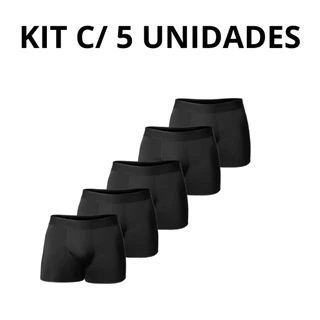 Kit Cueca Boxer Preta 5 Unidades, Original, Confortável
