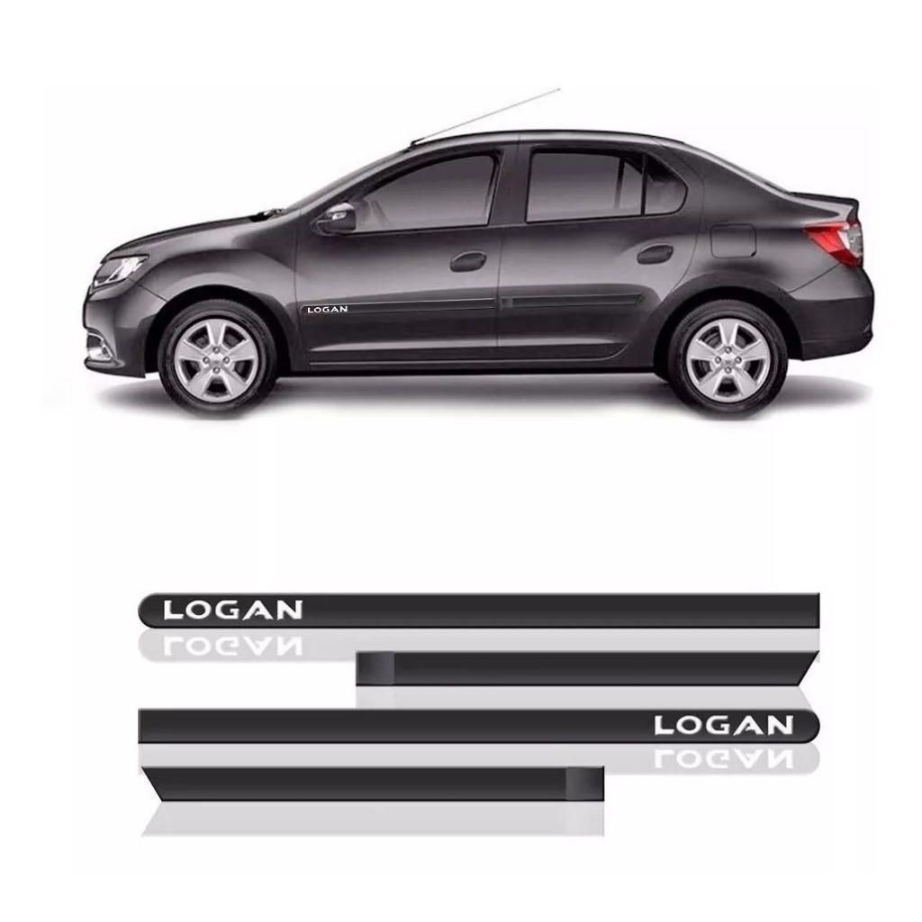 Jogo Friso Lateral Renault Logan Todos 4 Portas C/ Nome