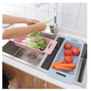 Escorredor De Pia Retrátil Com Alças Cesta Ajustável Rack