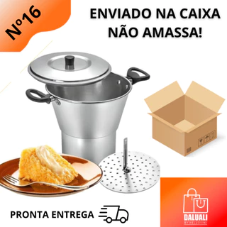 Cuscuzeira De Alumínio N°16 Cuscuzeiro Medio Panela Faz Cuscuz Delicioso Feita Em Alumínio Polido Reforçado Altíssima Qualidade