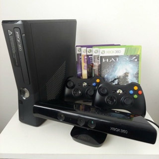 Console Xbox 360 Slim 4gb Kinect 2 Controles 5 Jogos - Usado