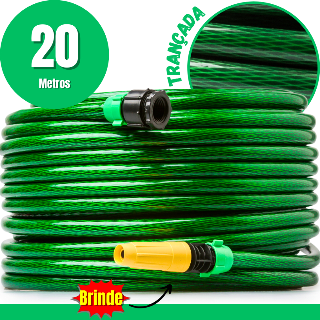 Mangueira de Jardim Trançada Resistente e Flexível Verde 10/15/20/30/50 ...