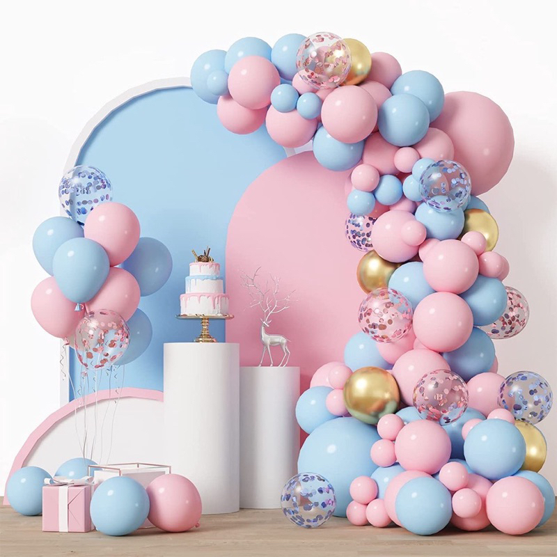 Kit 100 Balões Bexiga N 7 Candy Color Rosa + Azul Chá Revelação Decoração