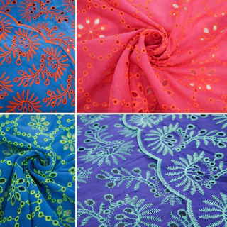 Tecido Laise renda bordada Bicolor 1 metro x 1.45 largura. Cores alta qualidade