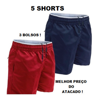 5 Short Esportivo Masculino Praia Verão Tactel