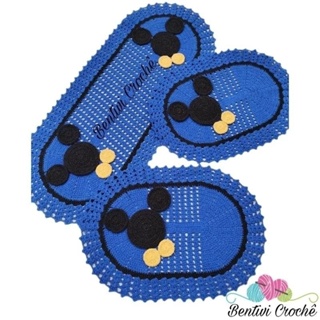 kit Tapete Passadeira de crochê Minnie Mickey