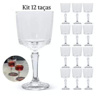 kit 12 taças de vidro 270ml para suco vinho água e drink