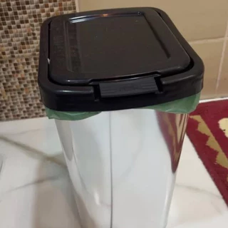 Lixeira Cesto de Lixo 9/10 Litros Metalizada Estilo Inox c/ Tampa Click Label Automática Arqplast p/ Banheiro Cozinha Pia Escritório