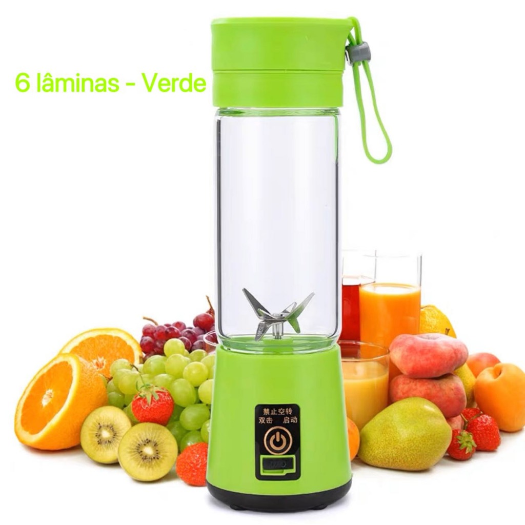 Mini Liquidificador Portátil Shake 6 Laminas + Cabo USB ENVIO | Shopee ...