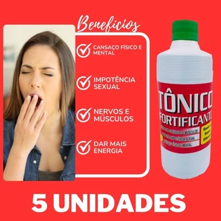 5X Líquido Tônico Fortificante 500ml - cansaço físico e mental, mais energia, impotência sexual - 100% NATURAL