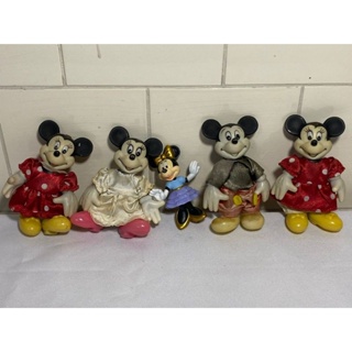 Coleção com 5 Miniaturas Bonecos Mickey e Minnie Antigos Korea e Mc - Disney