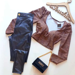 Calça Feminina Legging De Couro Fake Cirrê Efeito Molhado Fashion Luxo