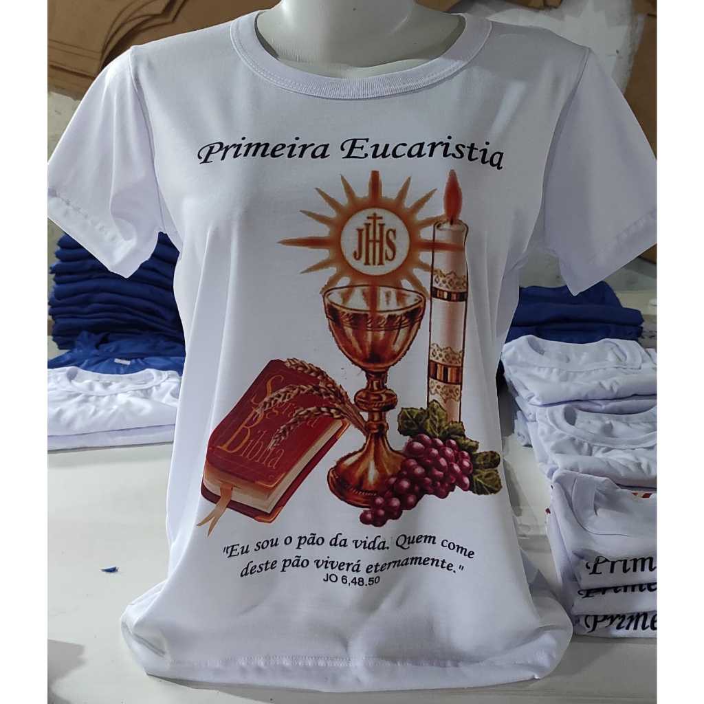 Camisa Branca personalizada unifomes para empresas festas e eventos Shopee Brasil