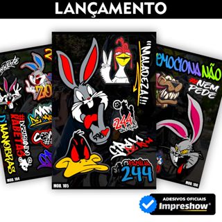 Cartela de Adesivos S12 para carro moto ou bike Sticker Notebook Bicicleta  Coelho Grau 244